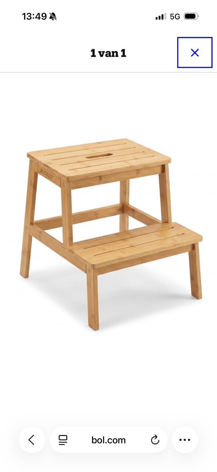 Buddley opstapkrukje bamboe nieuw!, Huis en Inrichting, Ophalen of Verzenden, Nieuw, Hout