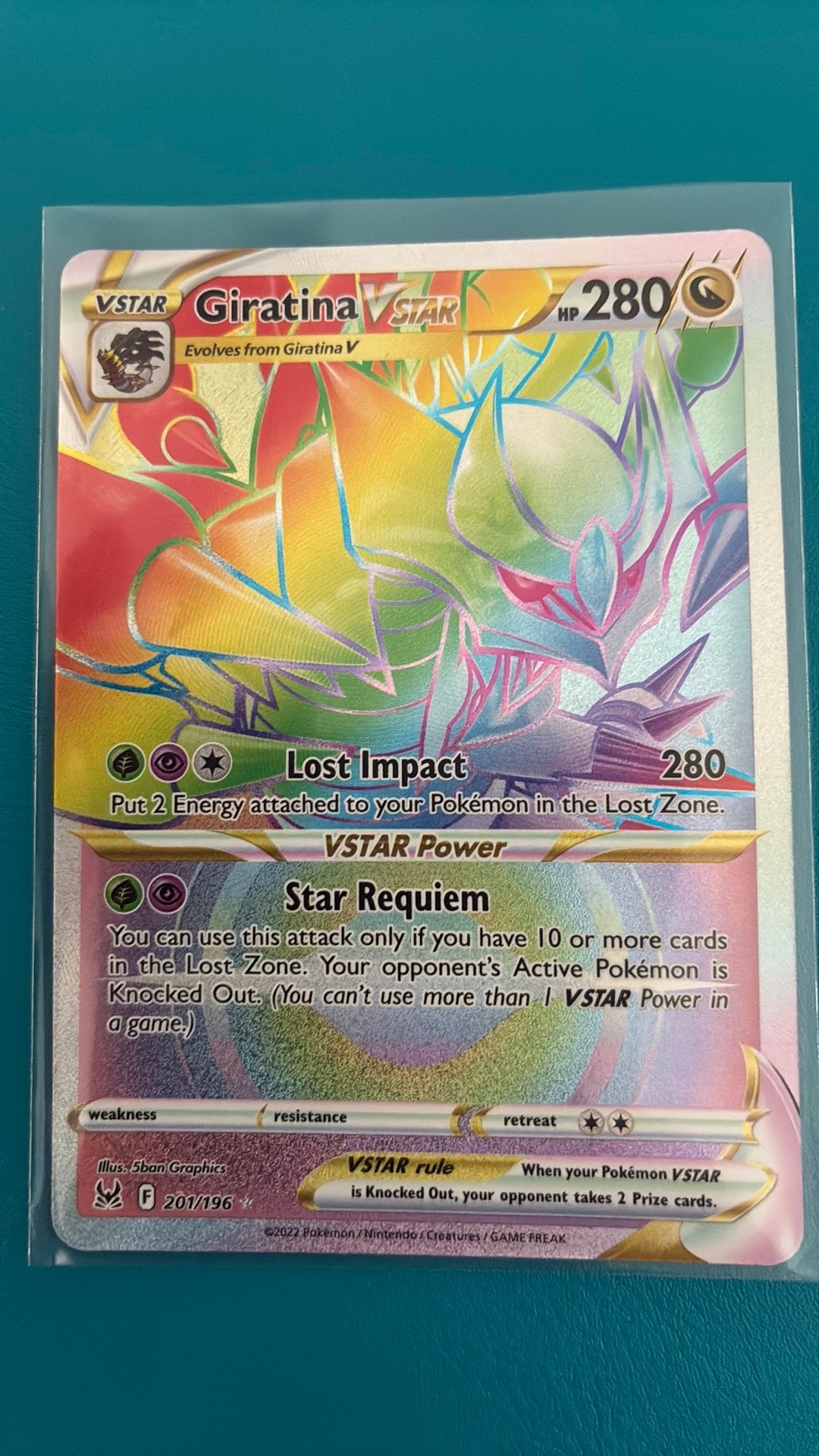 Giratina Vstar rainbow 201 - Lost Origin, Ophalen, Zo goed als nieuw