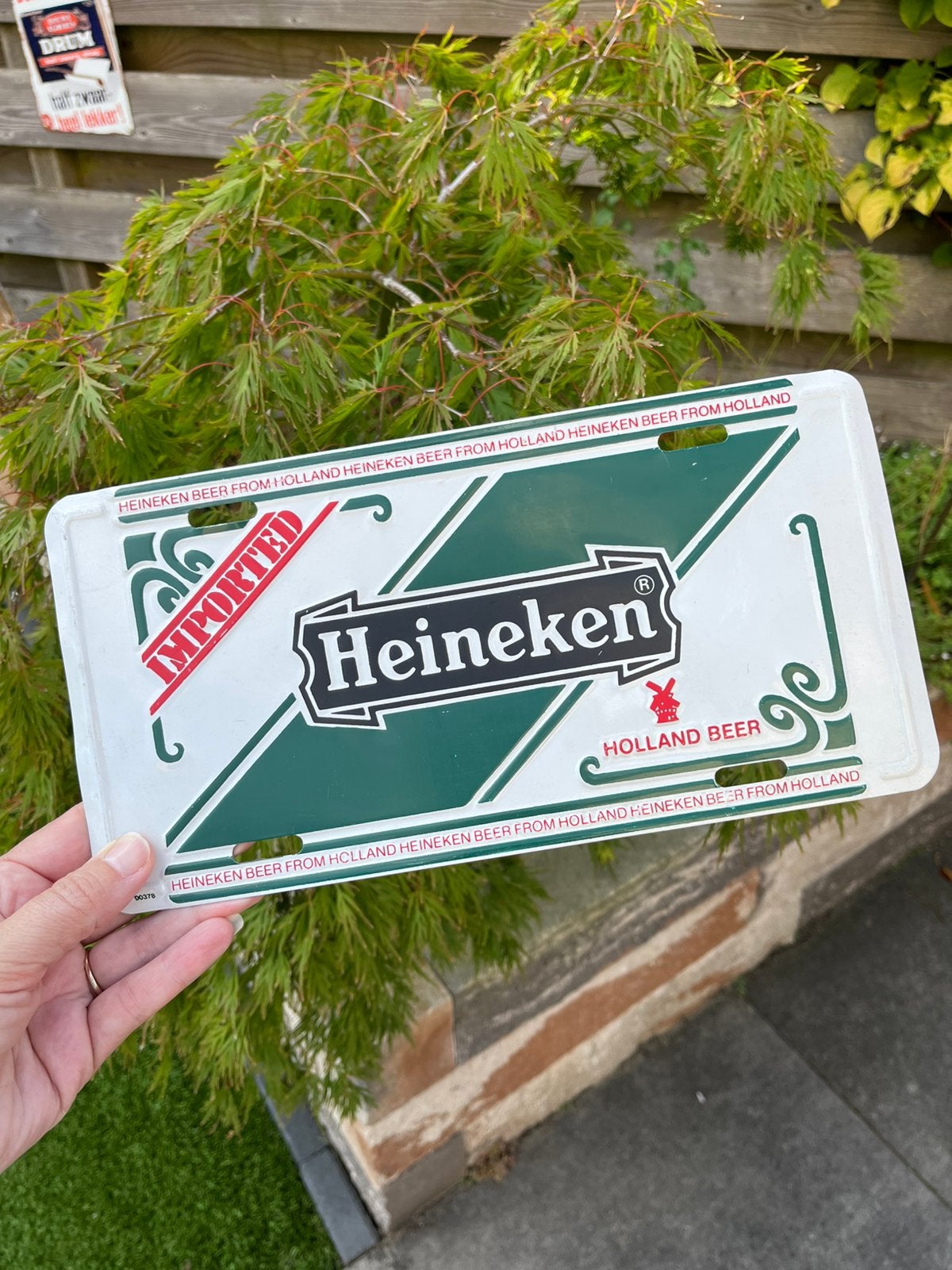 Vintage Heineken Metalen Reclamebord Nummerplaat ‘80 Mancave, Ophalen of Verzenden, Gebruikt, Overige