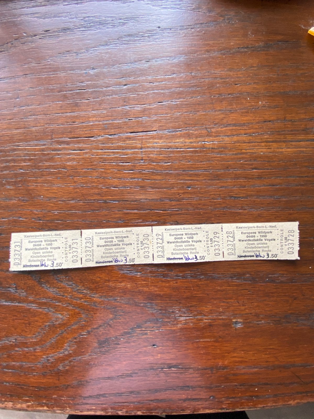 Kasteelpark Born entreekaartenreeks, guldentijd 1950, Tickets en Kaartjes, Eén persoon, Ticket of Toegangskaart