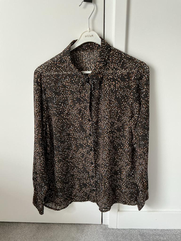 Minus blouse met print - Maat M/L, Kleding | Dames, Ophalen of Verzenden, Zo goed als nieuw, Maat 38/40 (M), Zwart