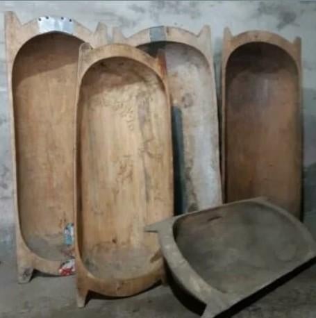 Oude brocante houten trog schaal deegbak, Ophalen of Verzenden