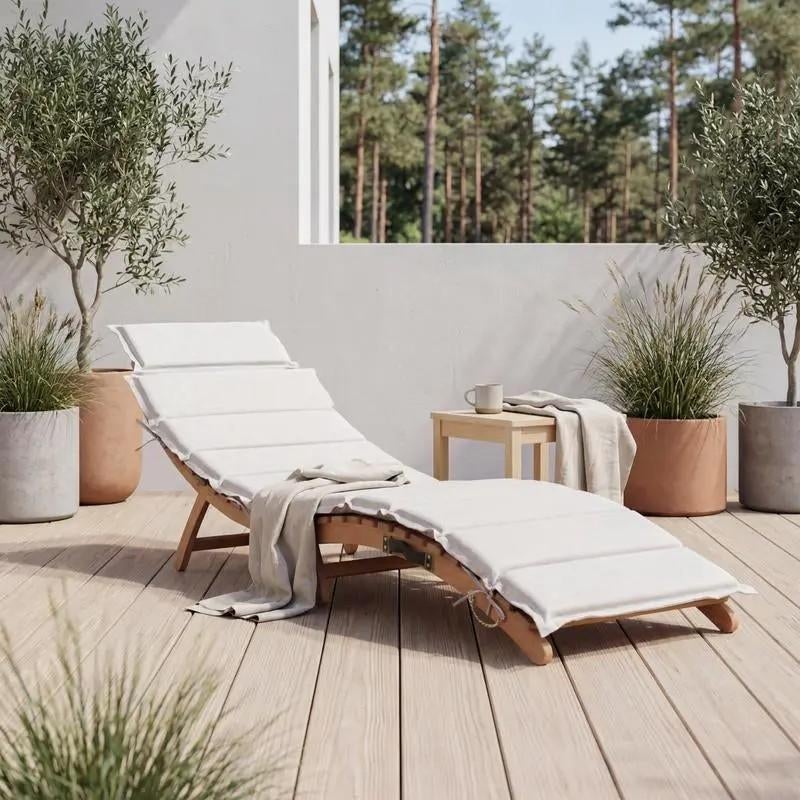 Opvouwbaar Ligbed met Comfortabel Kussen, Tuin en Terras, Ligbedden, Nieuw, Hout, Inklapbaar, Verstelbaar, Ophalen