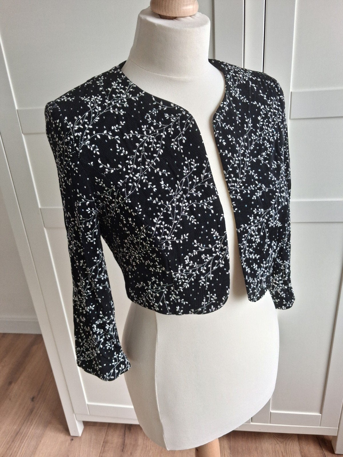 Vintage kort jasje/bolero, zwart met zilver, Alex Evenings, Groningen, Zwart, Ophalen of Verzenden