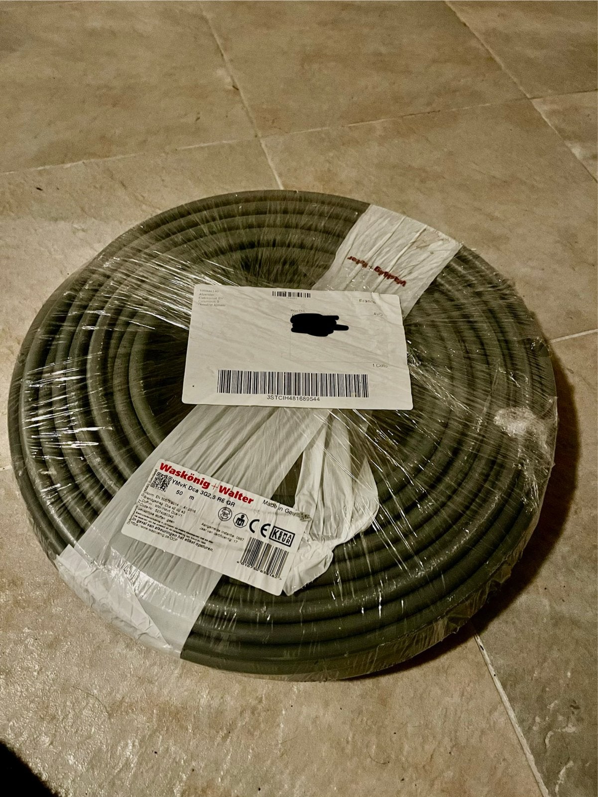 YMvK Dca 3x2,5mm2 RE GR kabel 50m, Doe-het-zelf en Verbouw, Elektra en Kabels, Ophalen of Verzenden, Nieuw, Overige merken, Kabel of Snoer