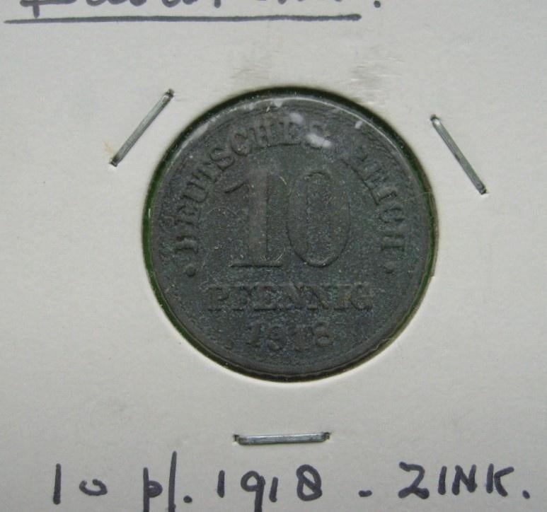 Duitsland: - 10 pfennig 1918 - zink., Verzenden, Duitsland, Losse munt
