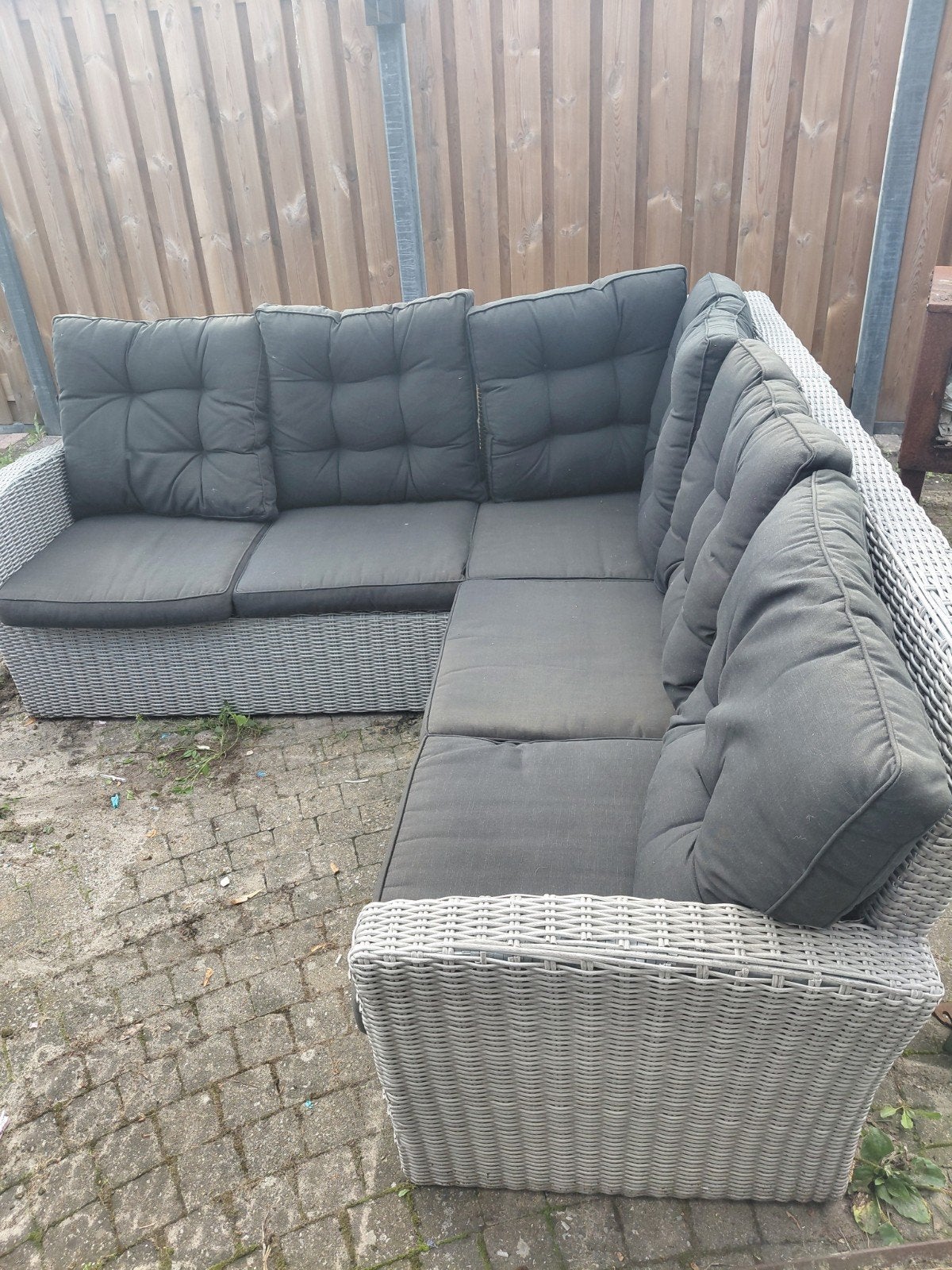 Tuinset met banken, hoekstuk en 2 stoelen (incl. kussens), Tuin en Terras, Tuinsets en Loungesets, Ophalen, Gebruikt, Meer dan 8 zitplaatsen
