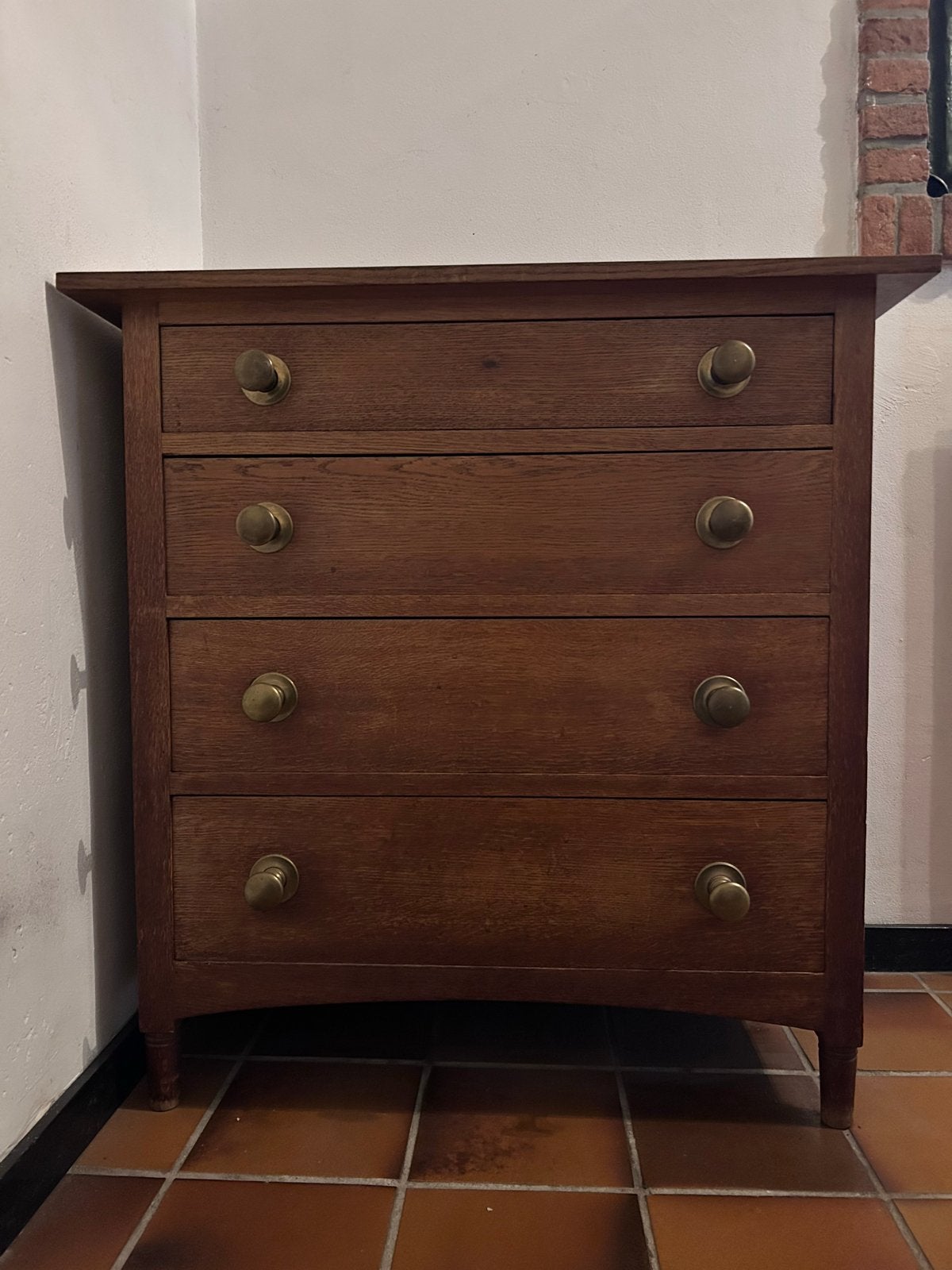 Antieke Eiken Ladekast met 4 Laden, Antiek en Kunst, Antiek | Meubels | Kasten, Ophalen