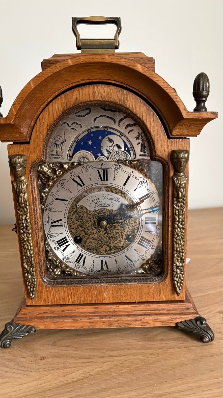 Antieke John Tompion London Tafelklok met Maanfase, Antiek en Kunst, Antiek | Klokken, Ophalen