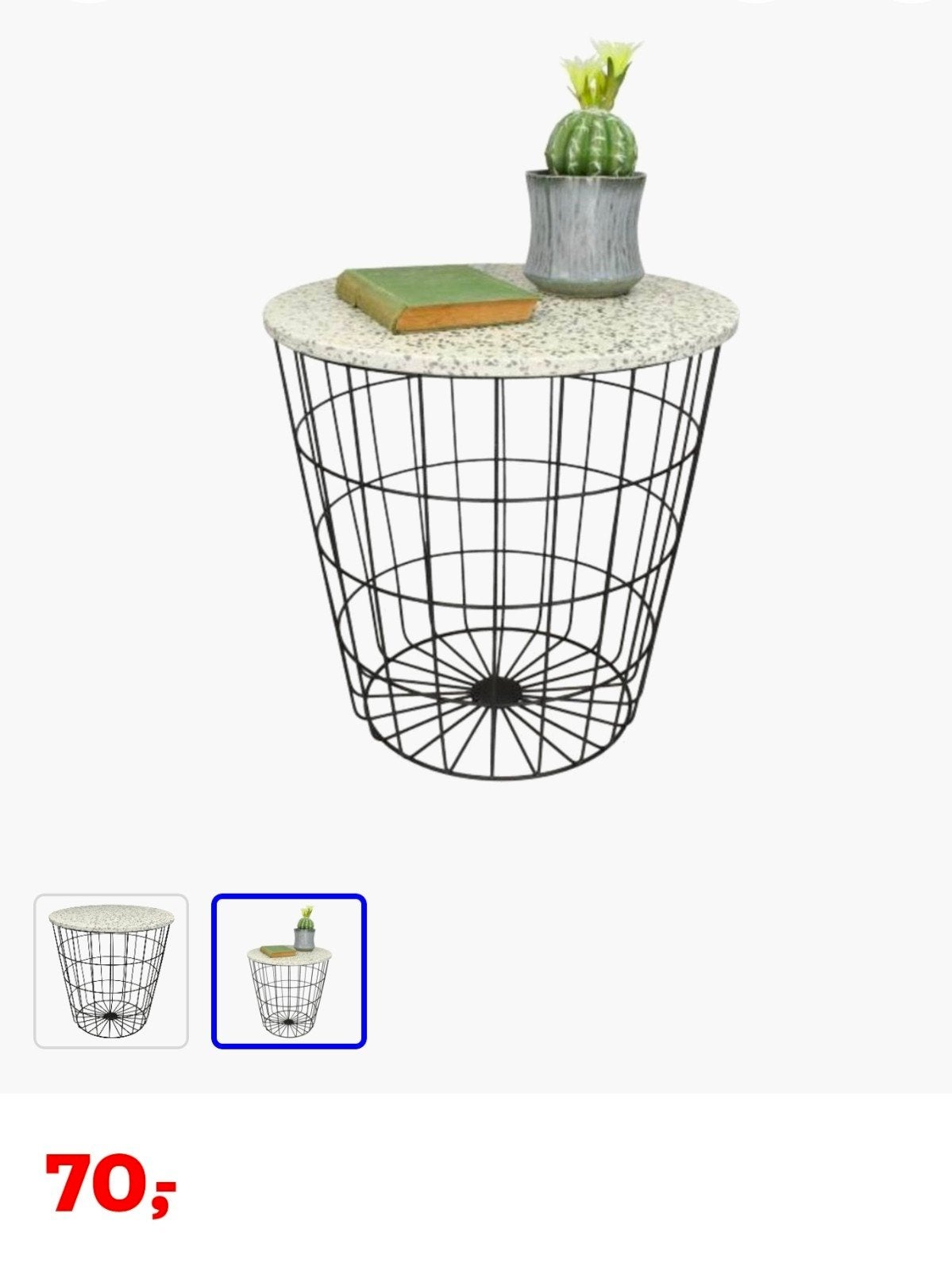 Bijzettafel Wiljan Table Terrazzo Metal Black rond 46 cm, Minder dan 55 cm, Metaal of Aluminium, ., Rond