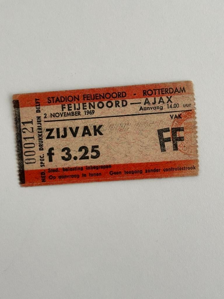 Feijenoord -Ajax Vintage kaartje (1969)