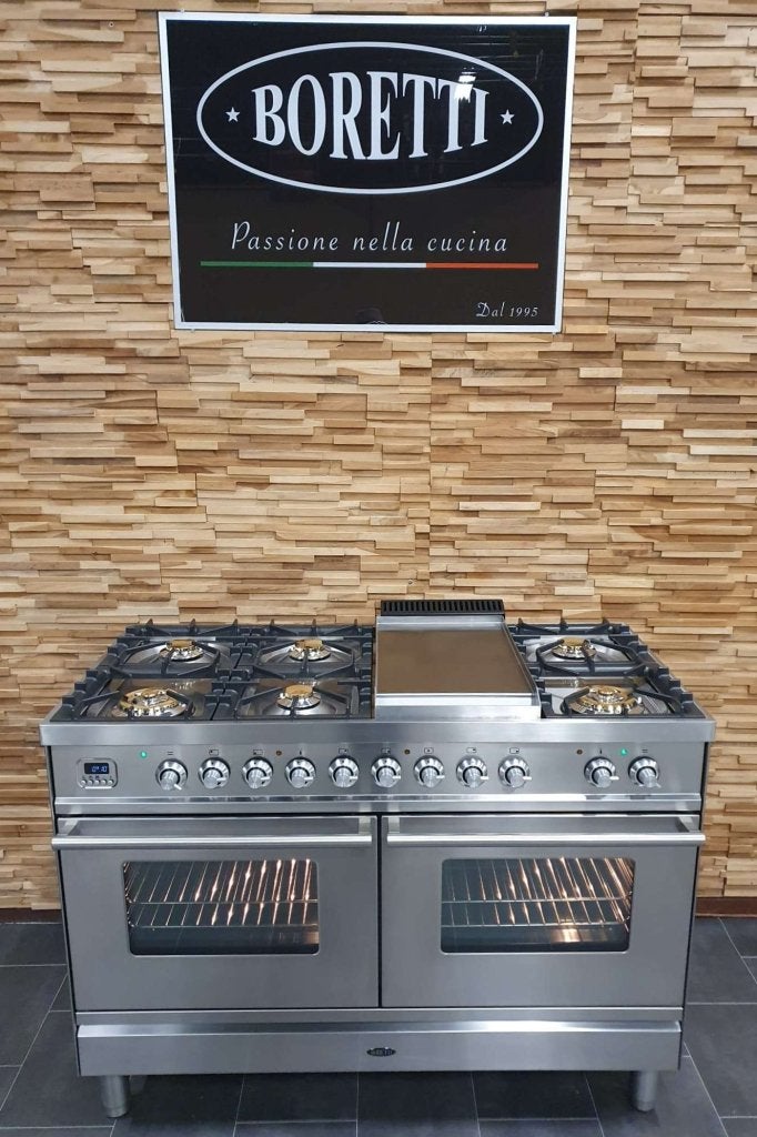 Luxe Boretti Fornuis 120cm RVS 2 multifunctionele ovens!, Witgoed en Apparatuur, Fornuizen, Niet ingevuld, 60 cm of meer, Niet ingevuld