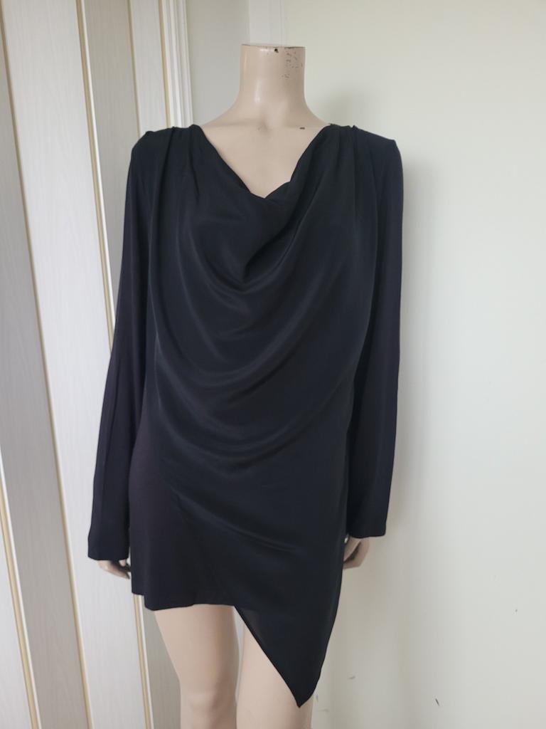 Krizia zwarte top met zijde maat 44/46, Kleding | Dames, Zwart, Ophalen of Verzenden, Zo goed als nieuw, Boven de knie
