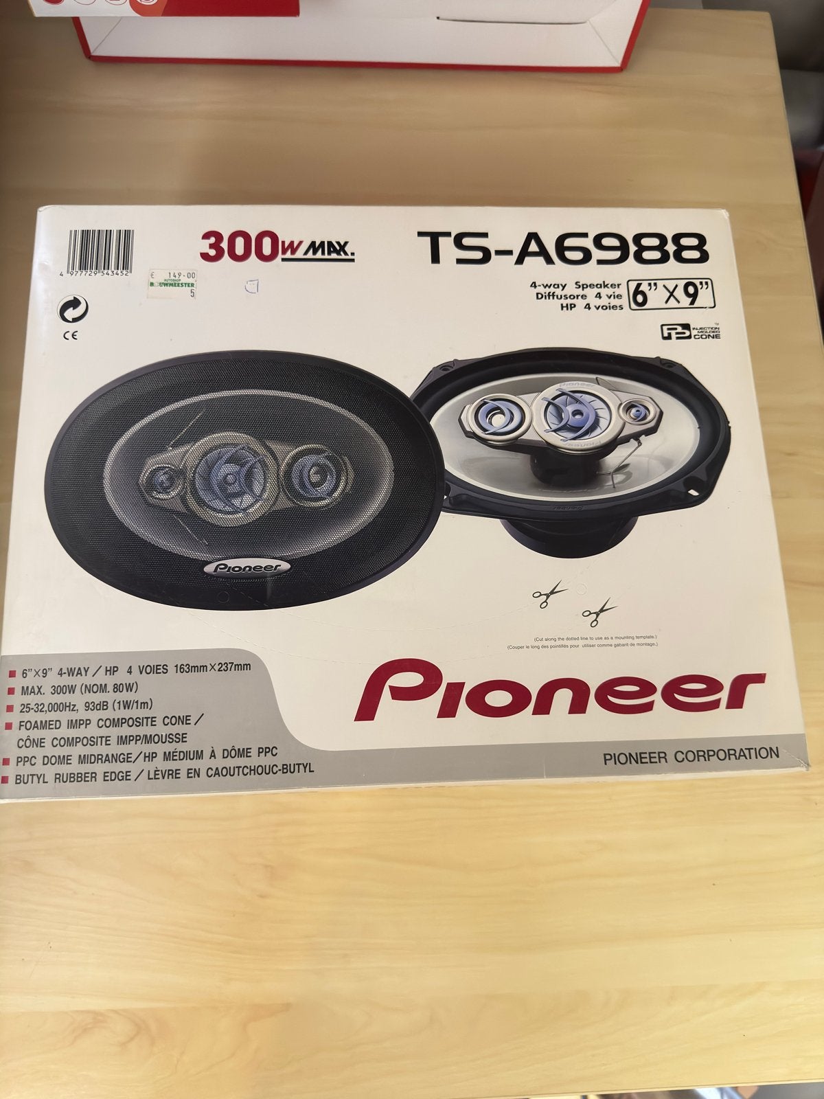Pioneer TS-A6988 6"x9" 4-weg autospeakers 300W z.g.a.n., Ophalen of Verzenden, Zo goed als nieuw