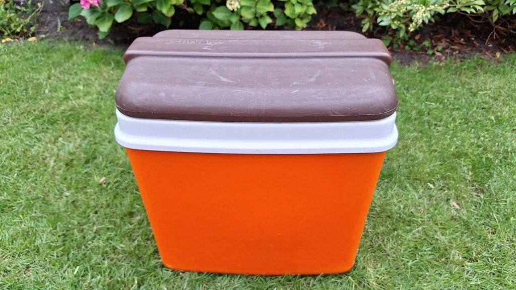 Vintage Curver Koelbox Oranje Bruin Wit - Jaren '70 Stijl, Ophalen, Gebruikt, Koelbox, Koelelement