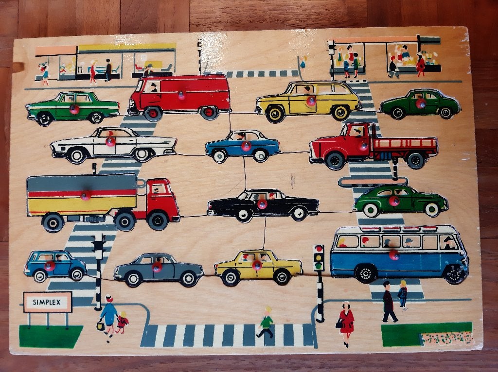 Houten autopuzzel met Dafje erin van Simplex, Ophalen of Verzenden