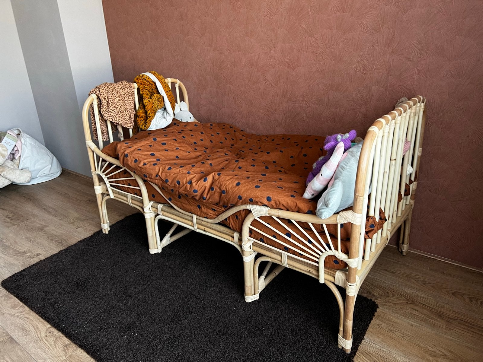 Rotan kinderbedje - bed, Ophalen, Overige materialen, Beige, 190 cm of minder
