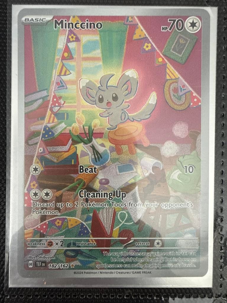 Minccino Pokémon Kaart 182/162 TEF EN - Zo goed als nieuw, Ophalen of Verzenden, Zo goed als nieuw, Losse kaart
