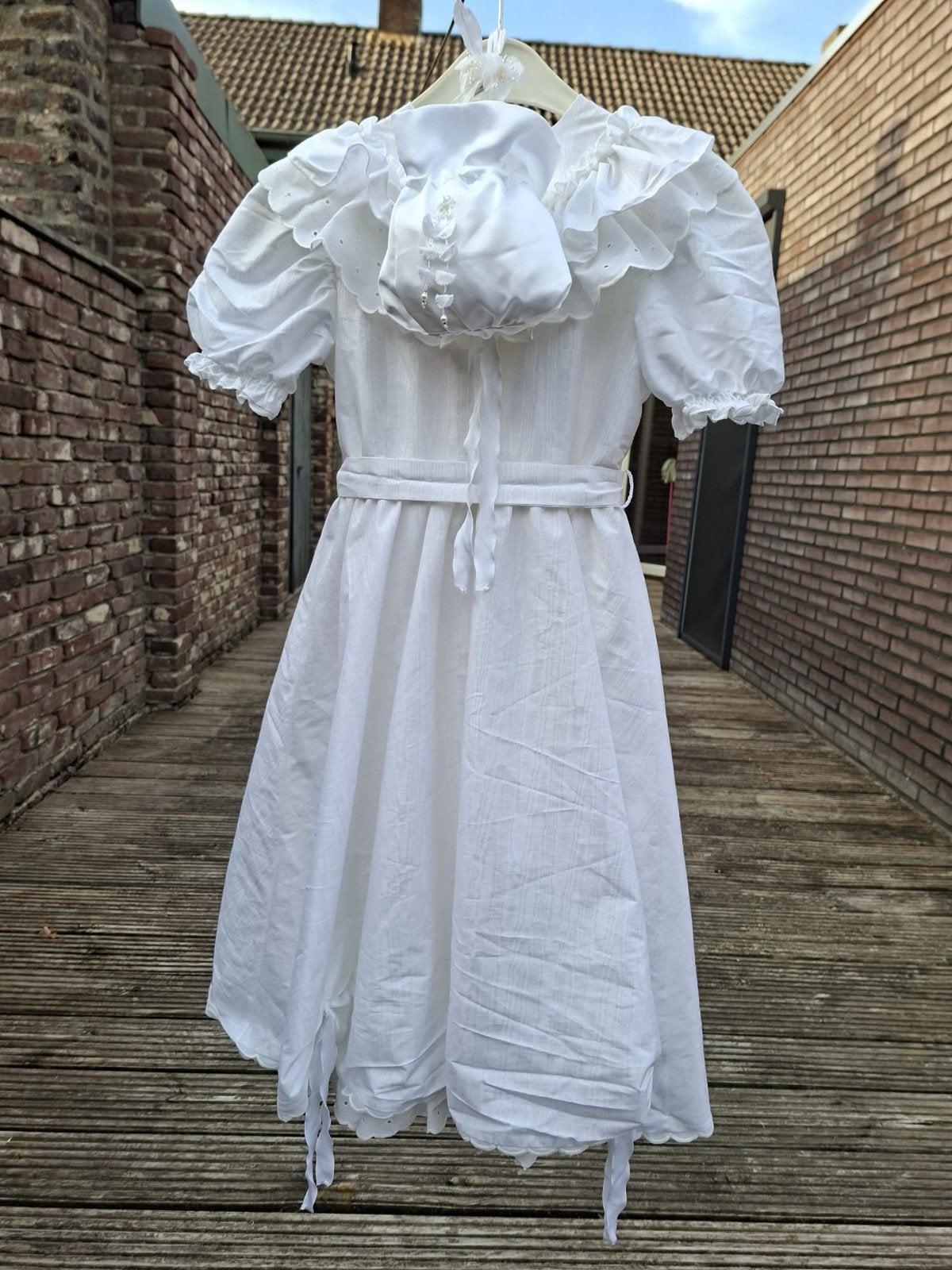 Witte Doopjurk / Feestjurk met Bijpassend tasje, Ophalen of Verzenden, Zo goed als nieuw, Maat134, Meisje