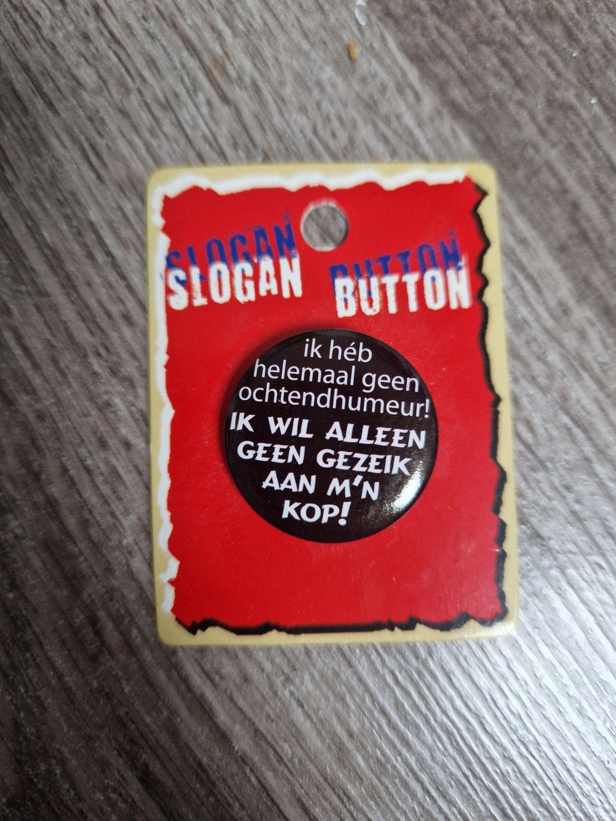 Slogan button Paper Dreams "Ochtendhumeur" NIEUW, Ophalen of Verzenden, Nieuw, Overige onderwerpen, Button