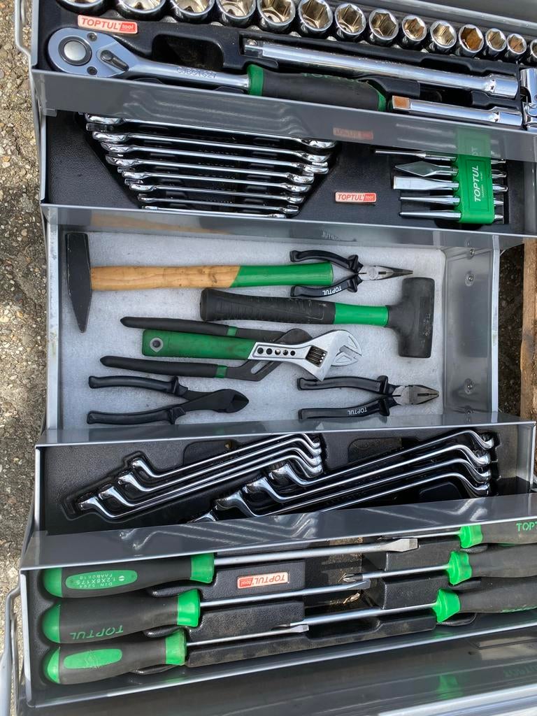 TOPTUL Gereedschapskist met complete set gereedschap, Ophalen, Zo goed als nieuw