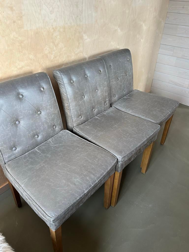 4 Riviera Maison eetkamerstoelen, olijfgroen, Huis en Inrichting, Ophalen, Overige kleuren, Zo goed als nieuw, Leer