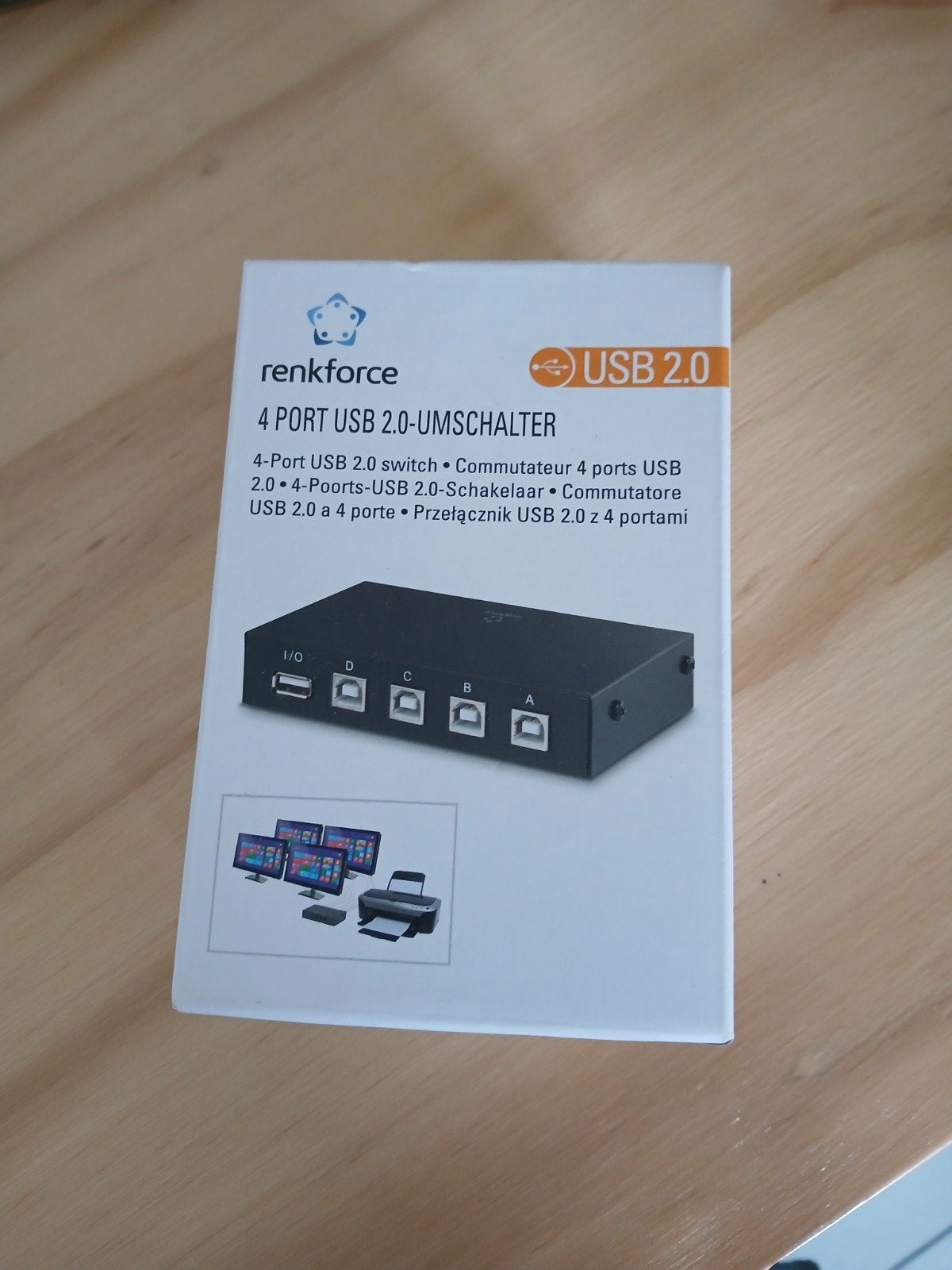 Renkforce 4-poorts USB 2.0-schakelaar / USB splitter, Computers en Software, USB Sticks, Ophalen of Verzenden