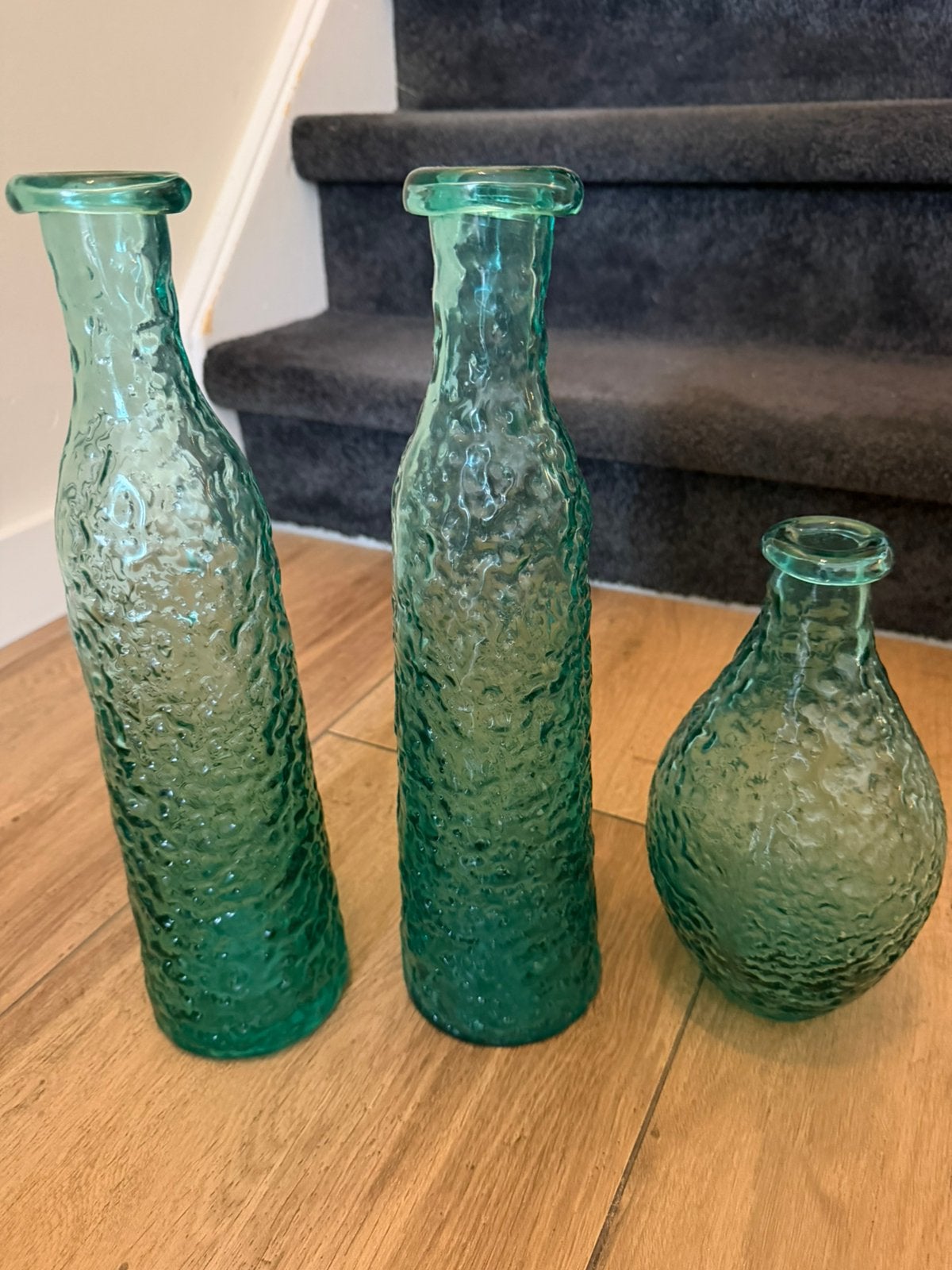 Mint groen glazen vazen 3 stuks, Ophalen, Zo goed als nieuw, Groen, Glas