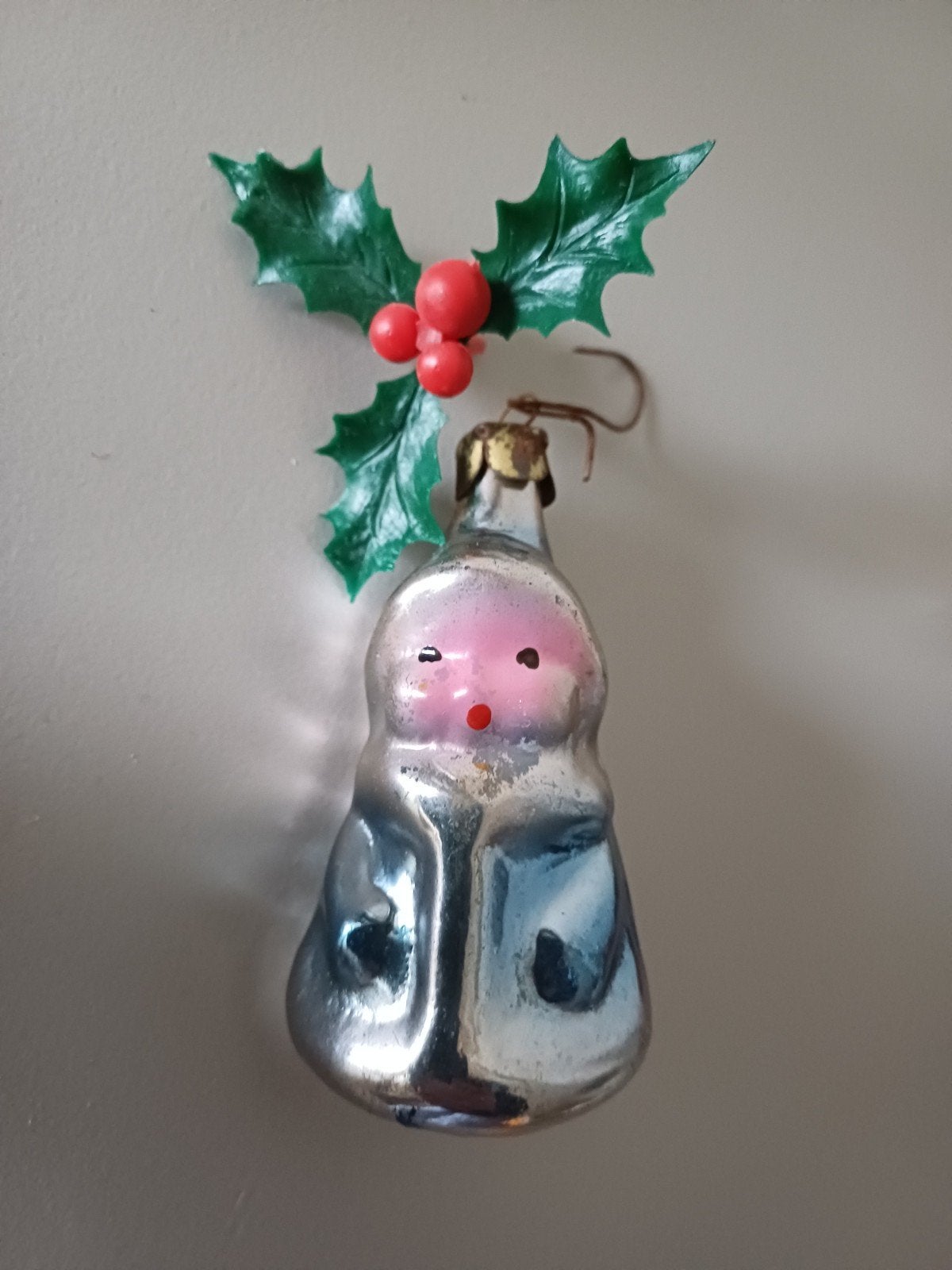 oude kerstbal van glas meisje, Ophalen of Verzenden