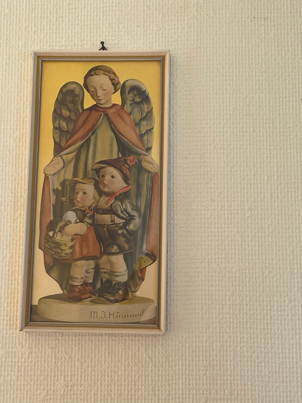 Vintage Hummel print 'Beschermengel met kinderen' ingelijst, Ophalen of Verzenden, Print, Overige onderwerpen, Papier