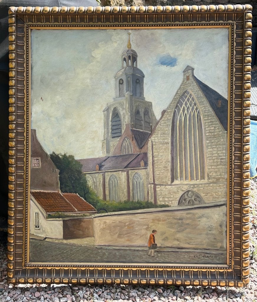 Schilderij Bergen op Zoom verzetsheld A v. d. Laarschot, Ophalen