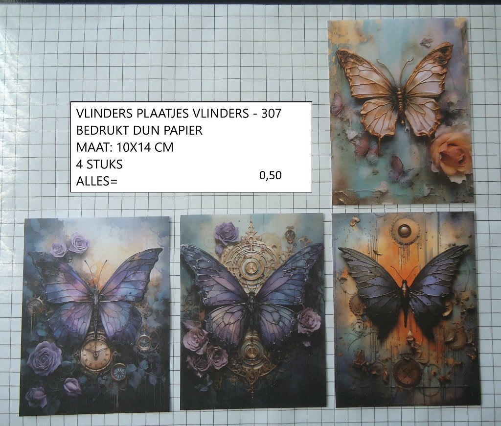 nu 0,15: vintage plaatjes vlinders 307 ( alleen verzenden, Hobby en Vrije tijd, Scrapbooking, Ophalen, Nieuw, Papier of Karton