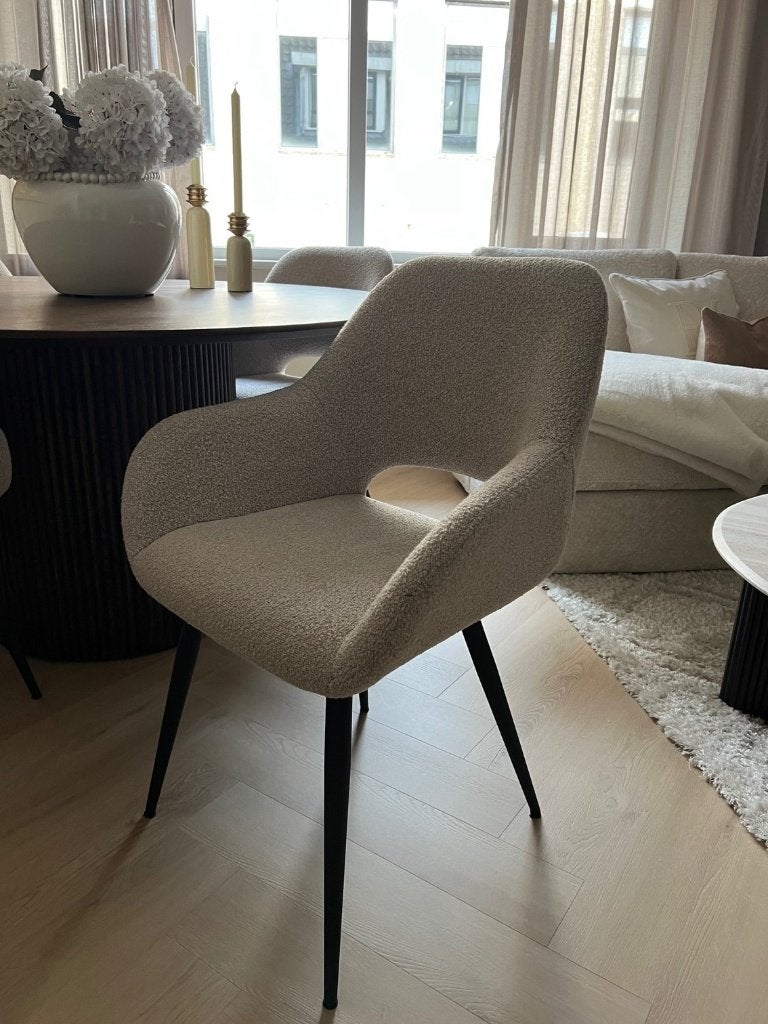 NIEUW: Bouclé Eetkamerstoelen – Natural Serra – Set van 4, Ophalen, Overige kleuren, Nieuw, Vier