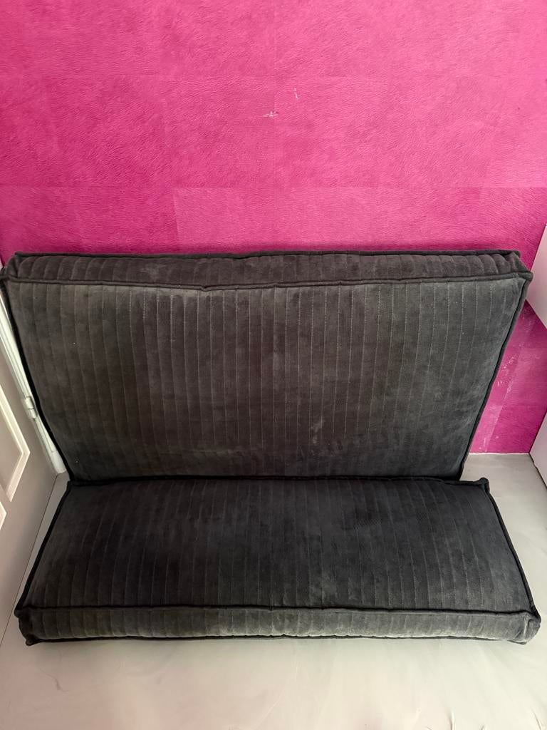 Palletkussens set (zit + rug) velours grijs blauw Karwei, Ophalen, Zo goed als nieuw, Grijs, Rechthoekig