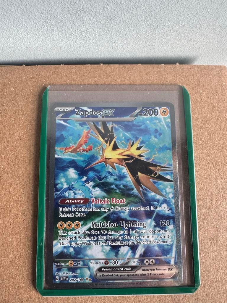 Zapdos ex (MEW 202) - Near Mint Pokémon Kaart, Ophalen of Verzenden, Zo goed als nieuw, Losse kaart