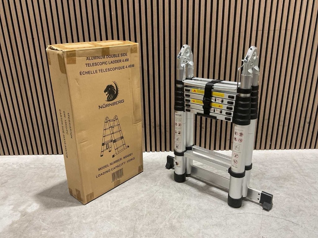 NürnBerg Telescoopladder 4.4M Aluminium twee modellen‼️, Ophalen, Nieuw, Opvouwbaar of Inschuifbaar, 4 meter of meer