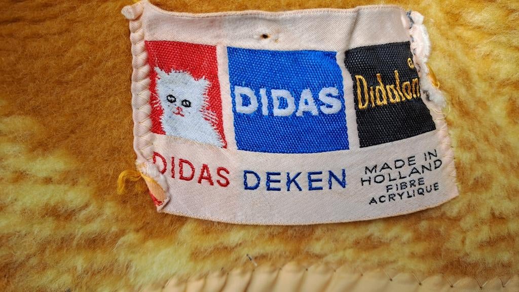Vintage Didas Deken Geel Bruin - Made in Holland, Gebruikt, Didas, Onbekend, Ophalen of Verzenden