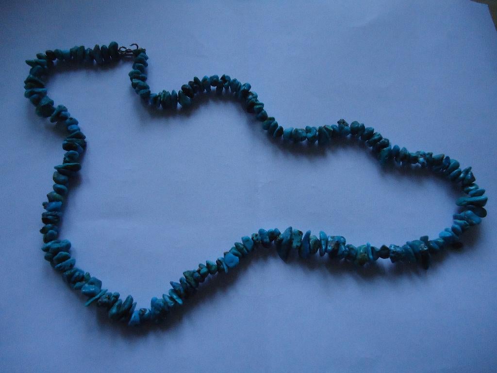 Blauwe turqouise stenen ketting, Ophalen of Verzenden, Gebruikt, Blauw, Steen of Mineraal