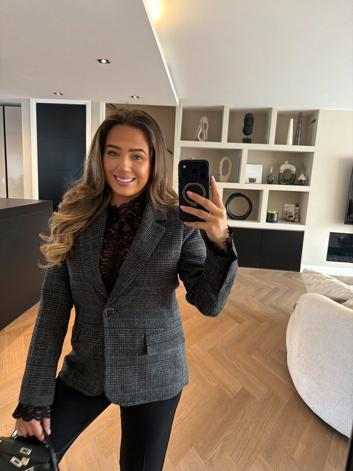 Frime Geruite Blazer – Donkergrijs Dames Colbert, Kleding | Dames, A&S Mode, Nieuw, Ophalen of Verzenden, Jasje