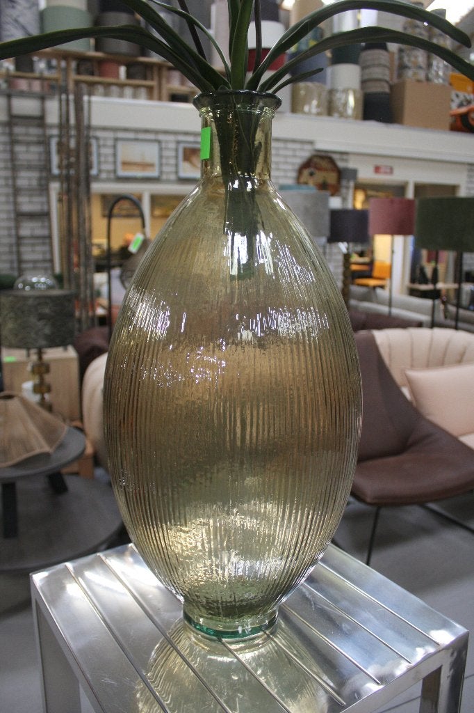 Metalen zuil PTMD met glazen vaas en kunst orchidee, Ophalen, Gebruikt