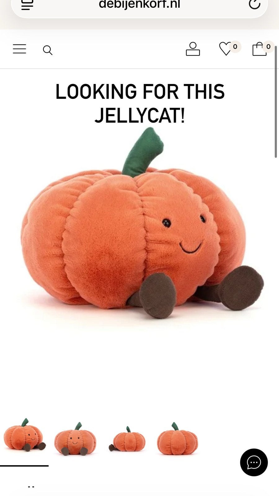 Jellycat Amuseable Pompoen Knuffel - Zo goed als nieuw, Kinderen en Baby's, Speelgoed | Knuffels en Pluche, Oranje, Jellycat, Overige karakters