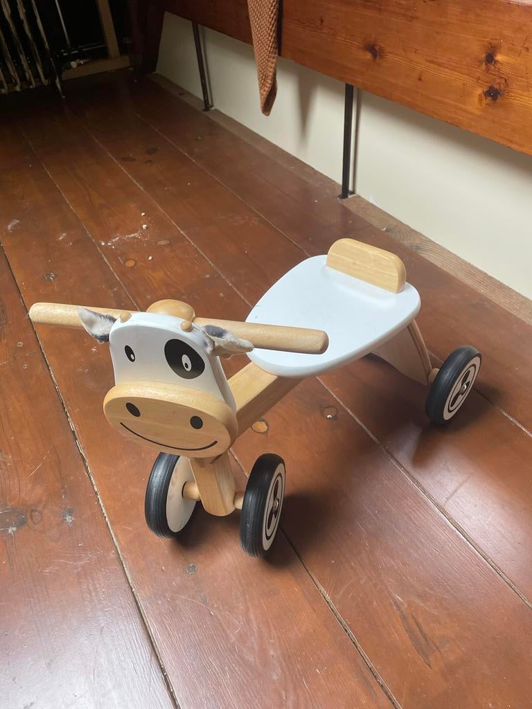 Houten loopfietsje koe - Leuk voor de kleintjes!, Ophalen, Zo goed als nieuw, Loopfiets