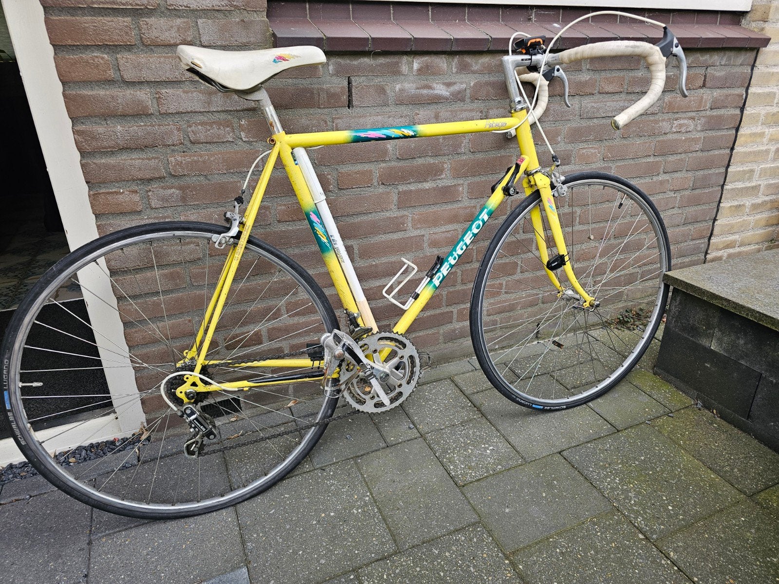 Peugeot Aubisque racefiets - Geel, 28 inch, 14 versnellingen, 28 inch, Gebruikt, 53 tot 57 cm, Ophalen