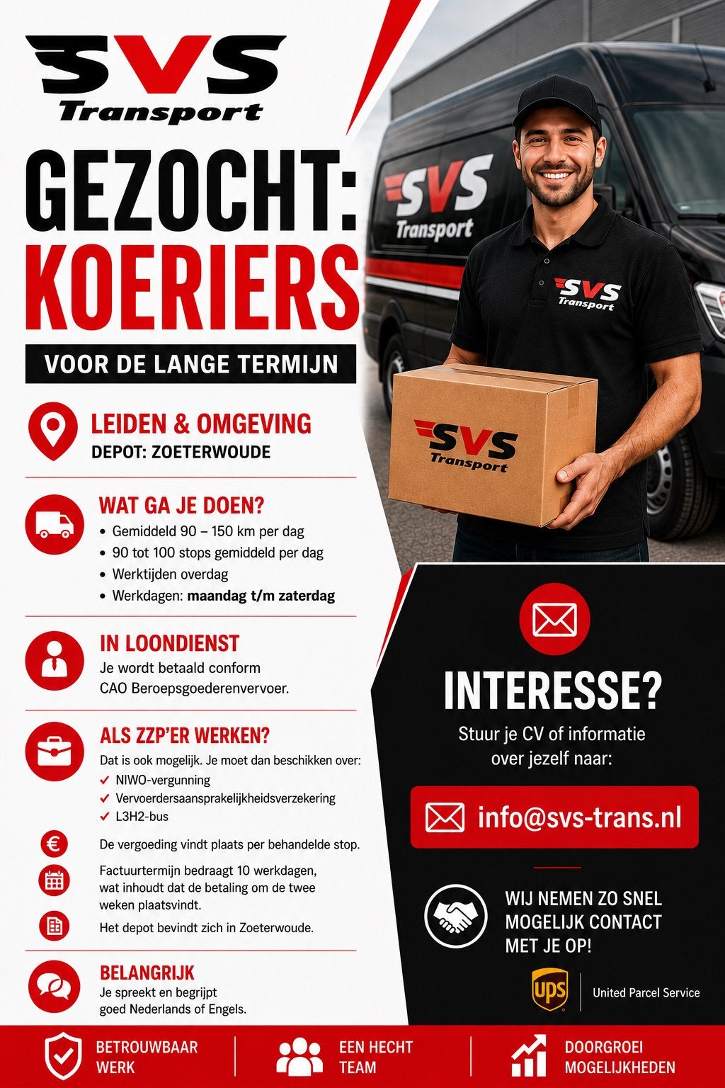 GEZOCHT: KOERIERS VOOR DE LANGE TERMIJN RIJBEWIJS B, 33 - 40 uur, Overige niveaus, Vanaf 1 jaar, Overige vormen