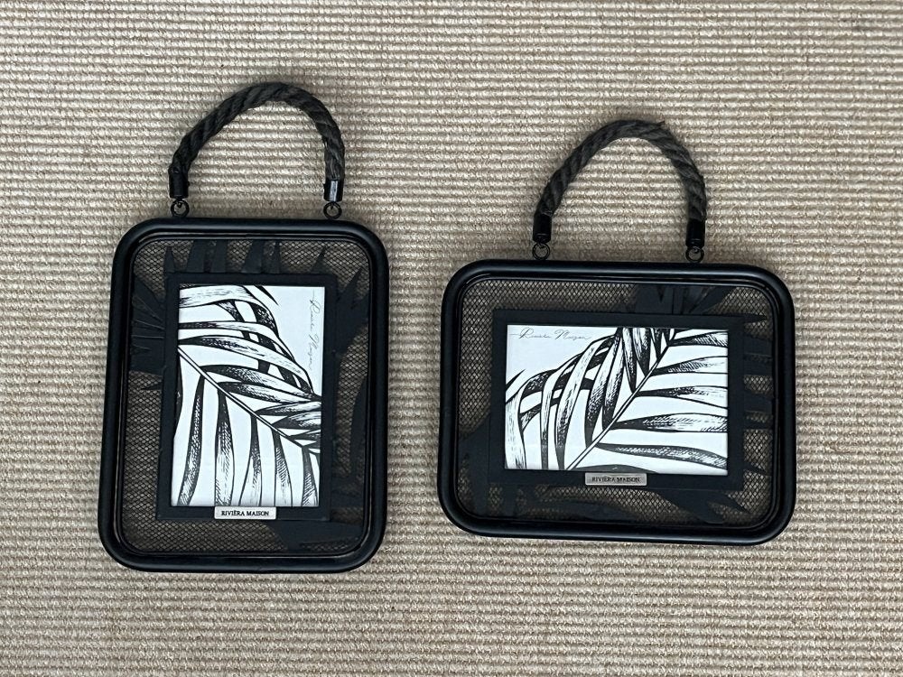 Rivièra Maison "Moonlight Leaf" 2x zwart metalen fotolijst, Gebruikt, Fotolijst, Metaal, Zwart