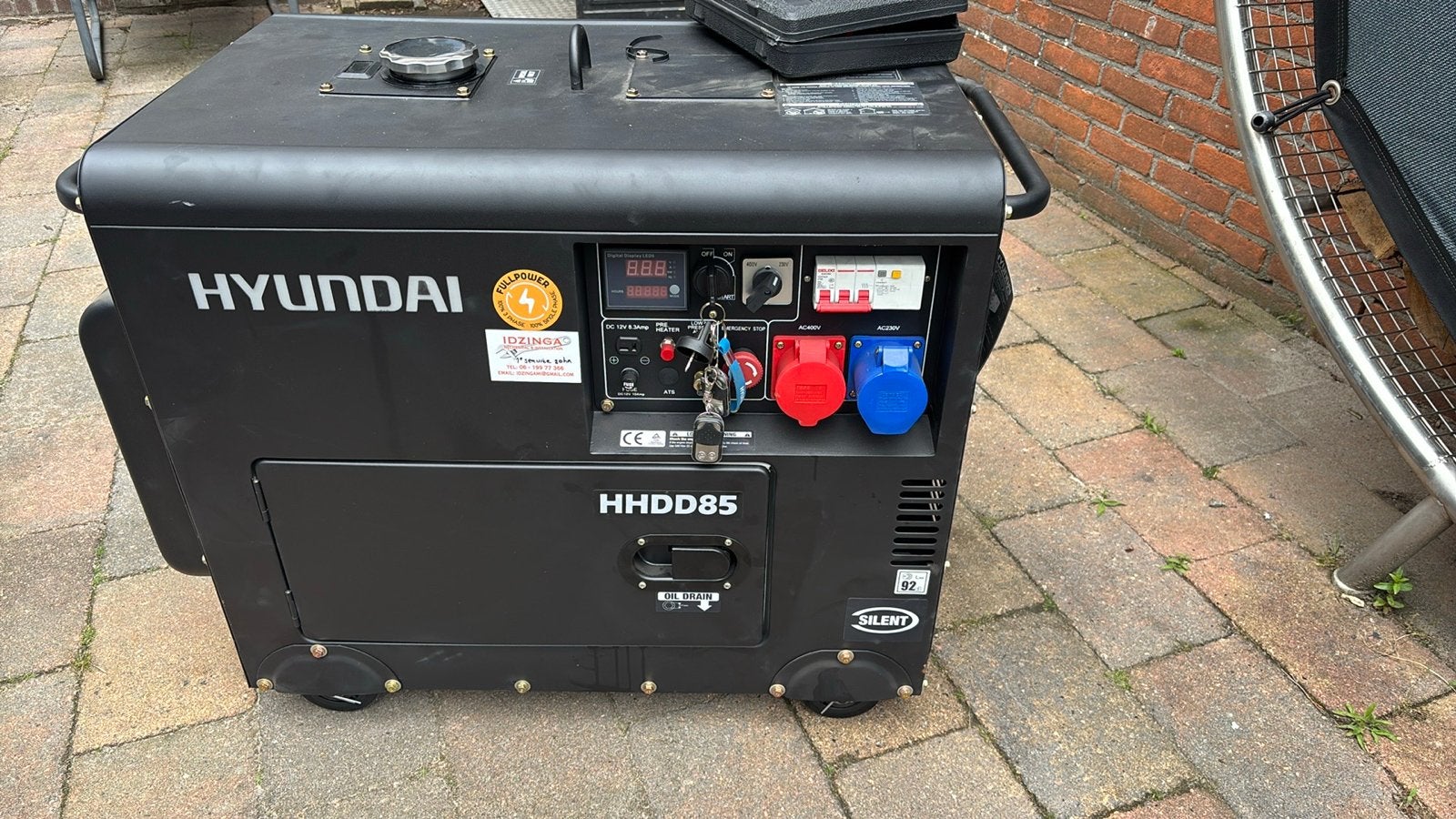 Hyundai HHDD85 Diesel Generator - 7.9 kVA Geluiddempend, Ophalen, Dieselolie, Zo goed als nieuw, Geluidgedempt