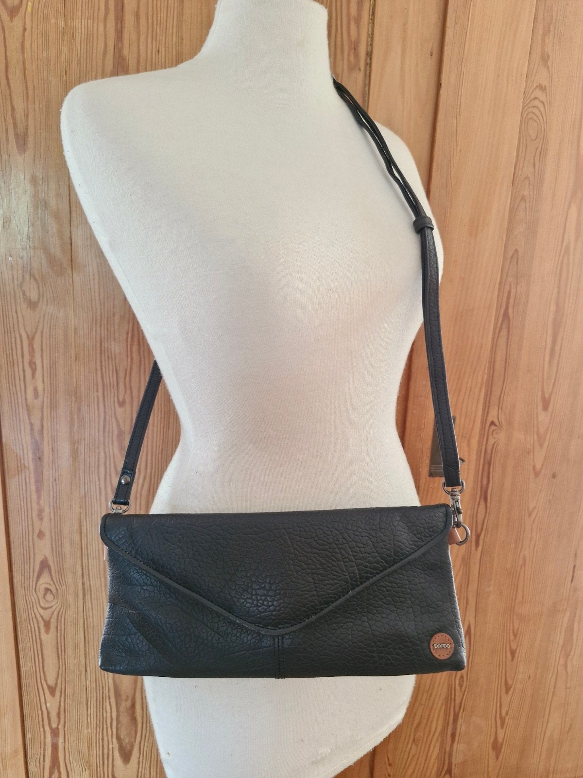 Berba schoudertas clutch cross-body zwart leer zgan, Overige merken, Zwart, Ophalen of Verzenden, Zo goed als nieuw