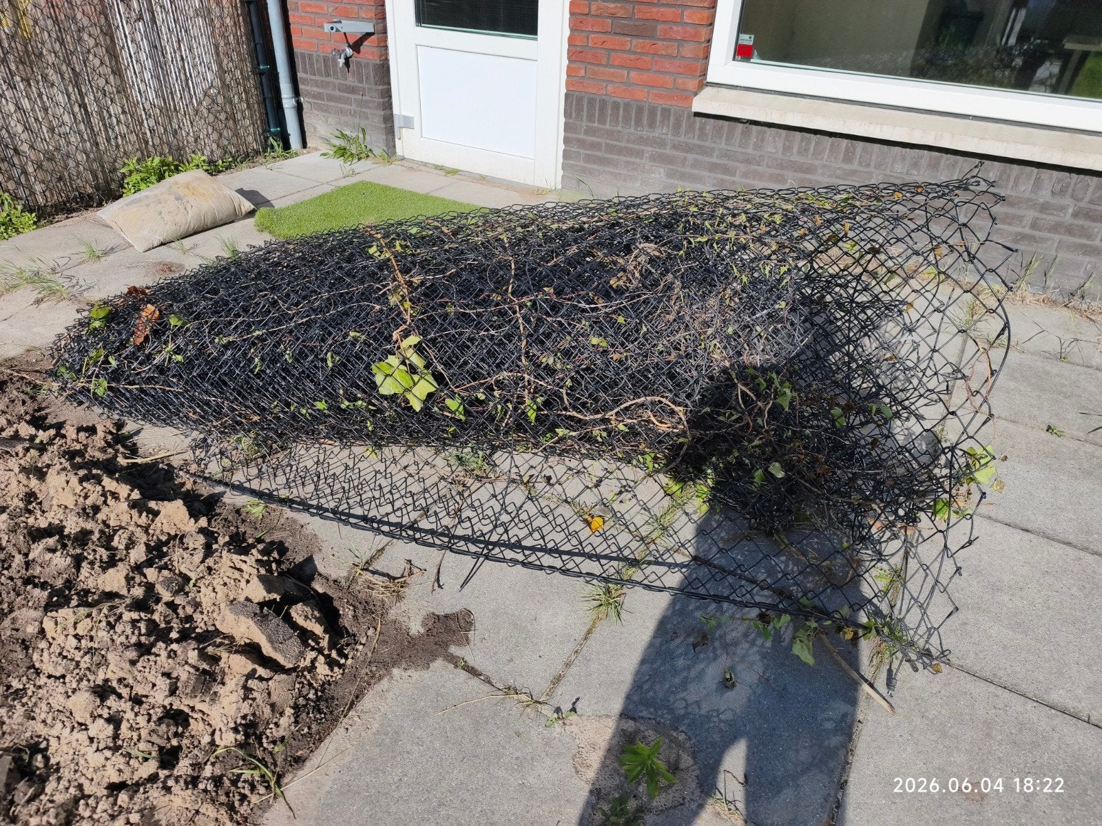 Harmonicagaas schutting 24m met palen (gedemonteerd), Ophalen of Verzenden, Gebruikt, Hout, 1 tot 2 meter