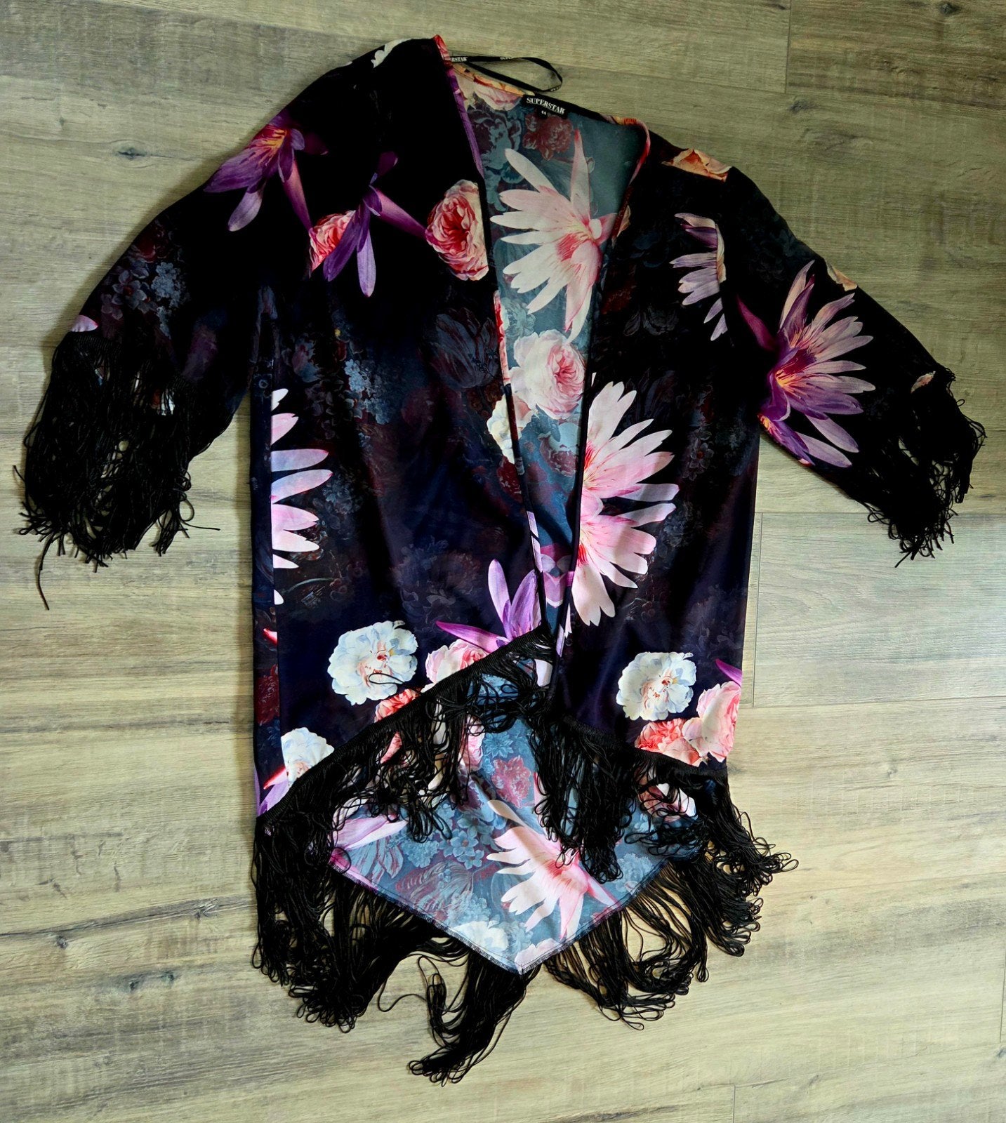 Superstar Kimono met franjes en bloemenprint maat 44 (6), Meerkleurig, SUPERSTAR, Maat 42/44 (L), Ophalen of Verzenden