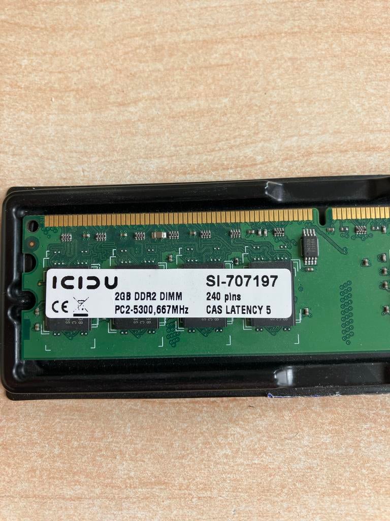 ICIDU 2GB DDR2 DIMM PC2-5300 667MHz RAM Geheugenmodule, Verzenden, Zo goed als nieuw, DDR2, Desktop